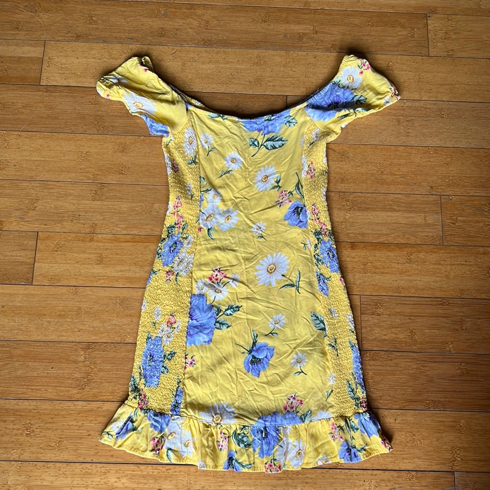 Yellow Floral Mini Dress - Forever 21 S - Picture 1 of 7